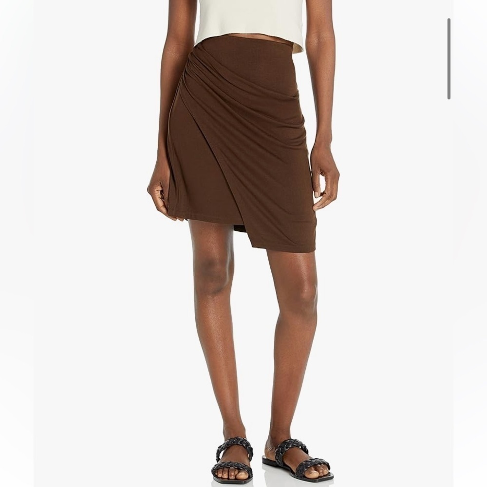 Vince Falda fruncida Brown Women Skirt S asymmetrical pull on elastic event Y2K - Picture 1 of 9